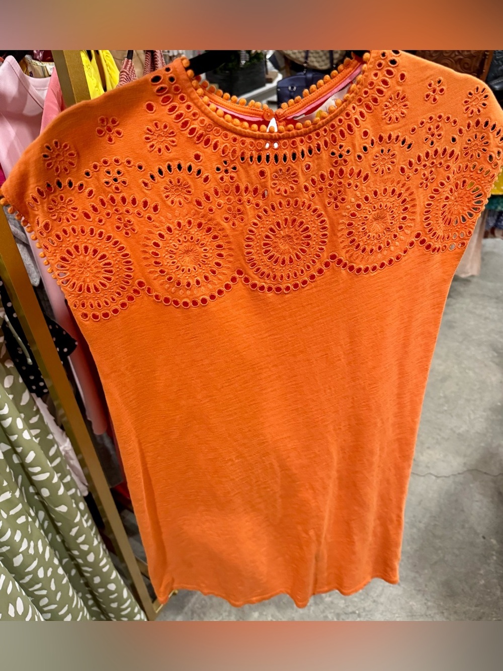 Boden Orange Eyelet Knit Dress